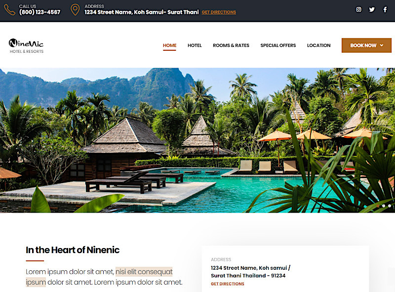Demo hotel Theme - Business Wordpress Theme สำหรับเว็บไซต์โรงแรม จองที่พัก รีสอร์ท โดยเว็บไซต์สำเร็จรูป Websitethailand