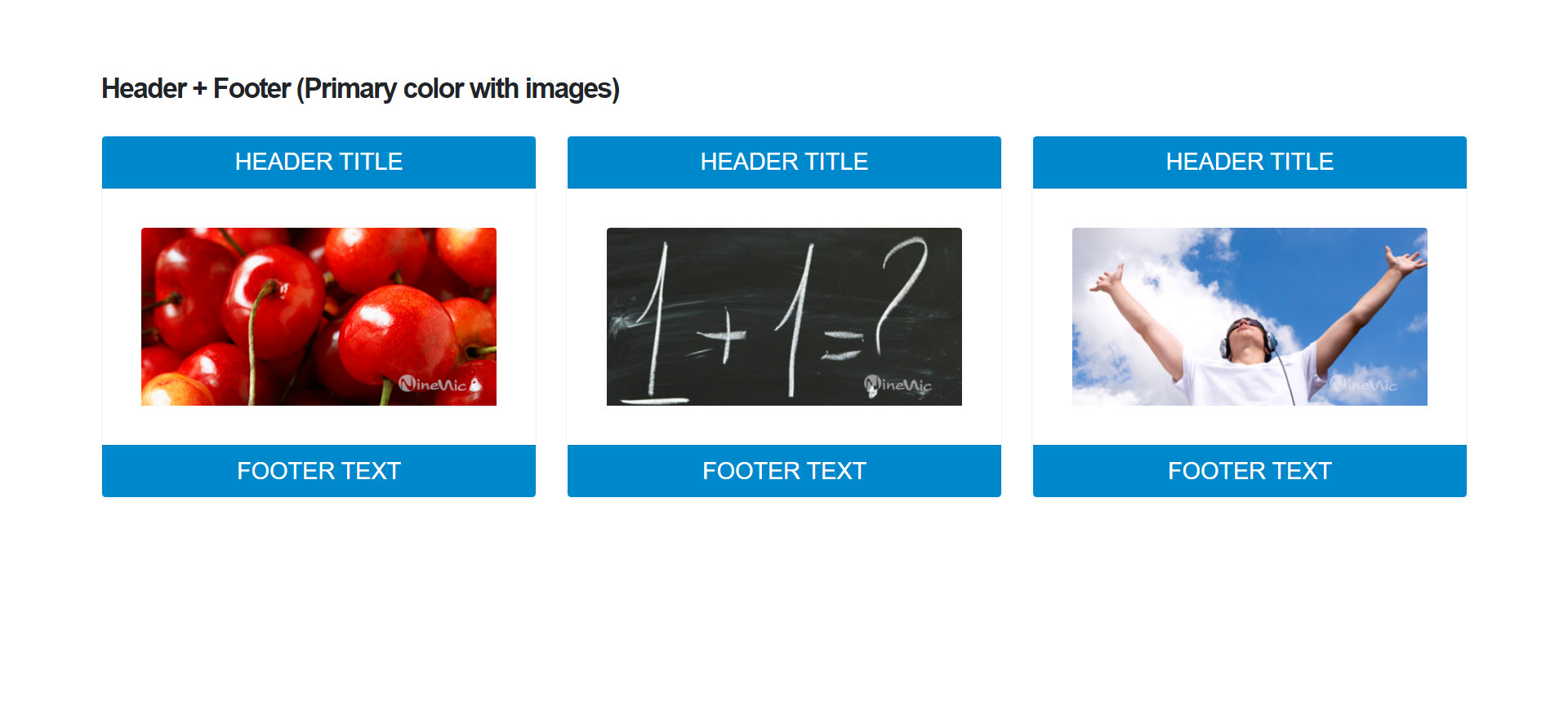 Shortcodes cards - header footer color primary and image แนะนำ เว็บไซต์สำเร็จรูป NineNIC