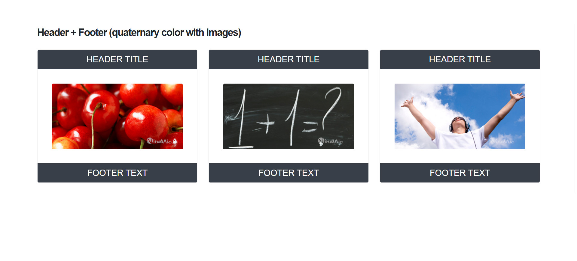 Shortcodes cards - header footer color quaternary and image แนะนำ เว็บไซต์สำเร็จรูป NineNIC