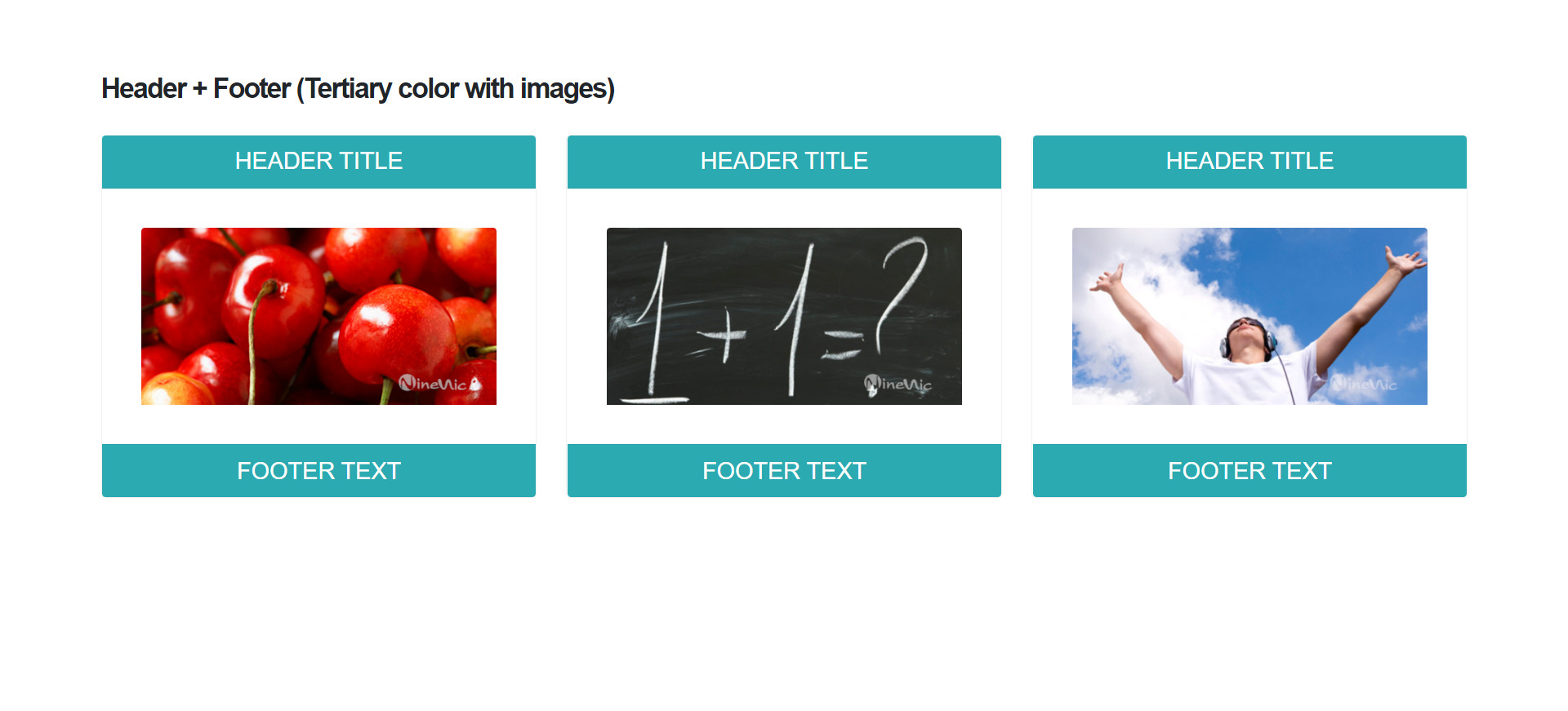 Shortcodes cards - header footer color tertiary and image แนะนำ เว็บไซต์สำเร็จรูป NineNIC