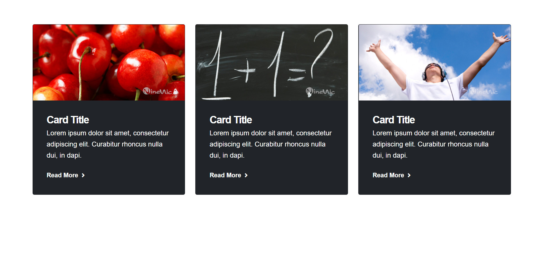 Shortcodes cards - image-top-bg-color-dark-3-column แนะนำ เว็บไซต์สำเร็จรูป NineNIC